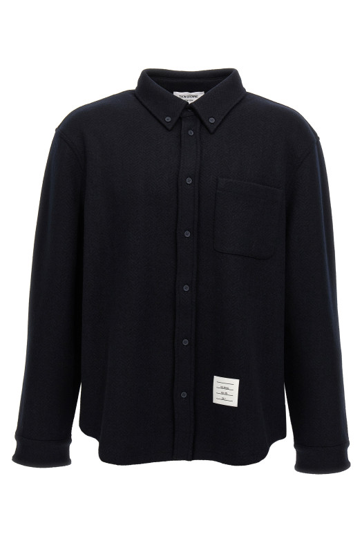 Рубашка с узором «елочка» Синяя THOM BROWNE (MJT495AJ0160415) Рубашка с узором «елочка» Синяя THOM BROWNE (MJT495AJ0160415)