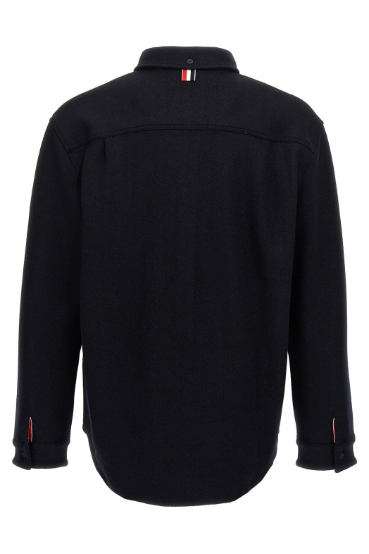 Рубашка с узором «елочка» Синяя THOM BROWNE (MJT495AJ0160415) Рубашка с узором «елочка» Синяя THOM BROWNE (MJT495AJ0160415)