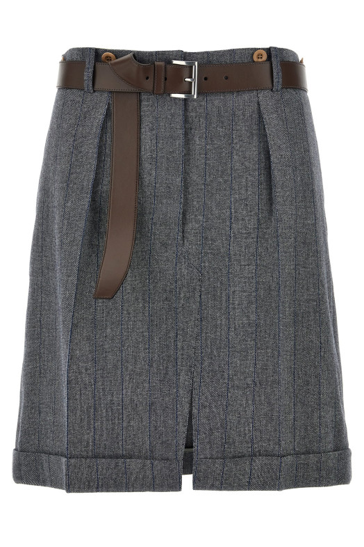 Striped wool skirt Gray Striped wool skirt Gray