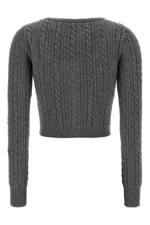 Укорочений вовняний кардиган Сірий ALESSANDRA RICH (FABX3867K43920003)