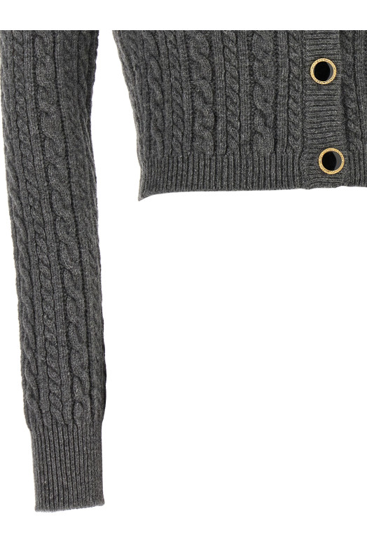 Укорочений вовняний кардиган Сірий ALESSANDRA RICH (FABX3867K43920003)