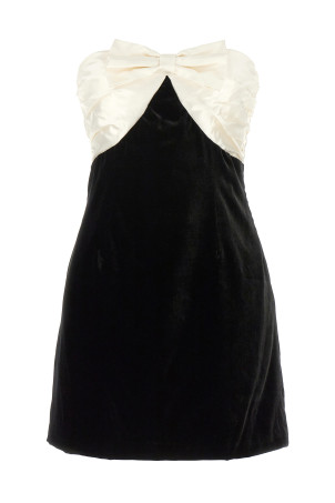 Короткое платье с бантиком Черно-серое ALESSANDRA RICH (FABX3894F26030900) Короткое платье с бантиком Черно-серое ALESSANDRA RICH (FABX3894F26030900)