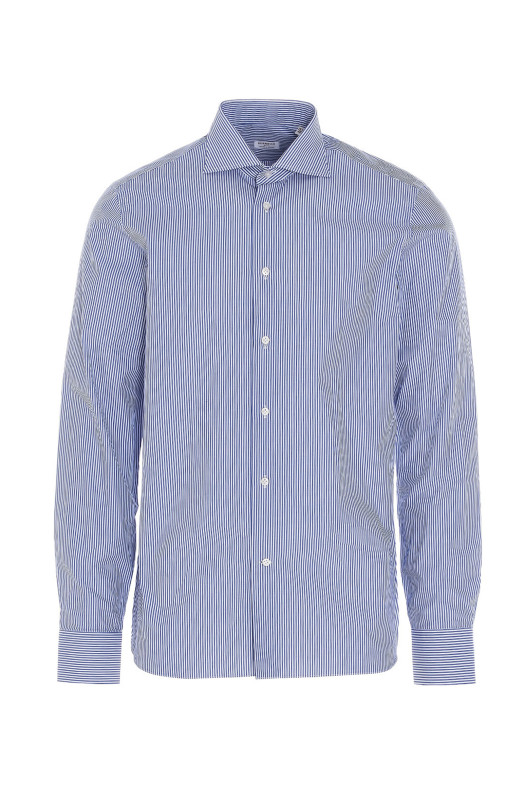 Полосатая хлопковая рубашка СИНЯЯ BORRIELLO (140134)