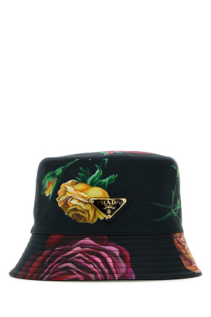 Printed cotton bucket hat Black PRADA (1HC1372C1T) Printed cotton bucket hat Black PRADA (1HC1372C1T)