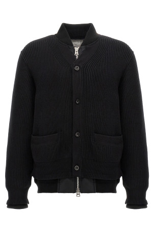 Nylon insert cardigan Black Nylon insert cardigan Black