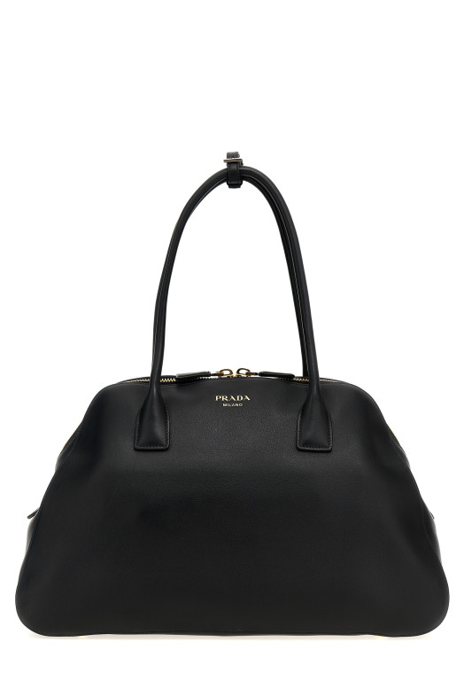 Medium leather shopping bag Black Medium leather shopping bag Black