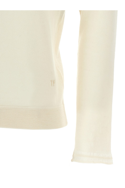 Шовковий кашеміровий светр з високим коміром Білий TOM FORD (MAK1334YAX087AW048) Шовковий кашеміровий светр з високим коміром Білий TOM FORD (MAK1334YAX087AW048)