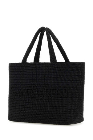 Черная сумка для покупок Saint Laurent из рафии Черная (756269GAAEI) Черная сумка для покупок Saint Laurent из рафии Черная (756269GAAEI)