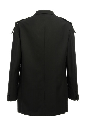 Однобортный блейзер с ремешком Черный YOHJI YAMAMOTO (HOJ74534BLACK1) Однобортный блейзер с ремешком Черный YOHJI YAMAMOTO (HOJ74534BLACK1)
