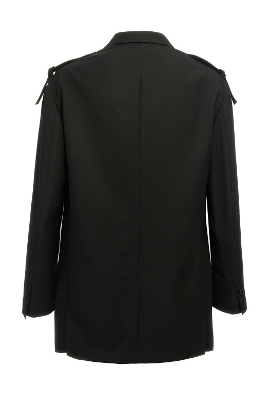 Однобортний блейзер з ремінцем Чорний YOHJI YAMAMOTO (HOJ74534BLACK1) Однобортний блейзер з ремінцем Чорний YOHJI YAMAMOTO (HOJ74534BLACK1)