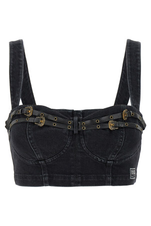 Топ с джинсовыми бретелями Черный VERSACE JEANS COUTURE (77HAM25PDW060SW0909) Топ с джинсовыми бретелями Черный VERSACE JEANS COUTURE (77HAM25PDW060SW0909)