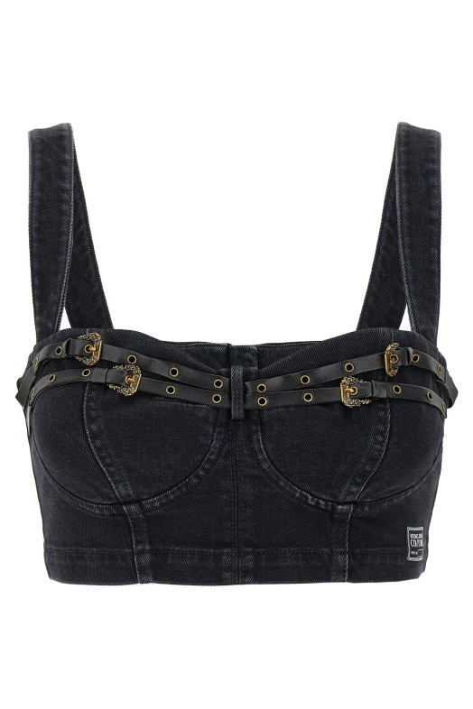 Топ з джинсовими бретелями Чорний VERSACE JEANS COUTURE (77HAM25PDW060SW0909) Топ з джинсовими бретелями Чорний VERSACE JEANS COUTURE (77HAM25PDW060SW0909)