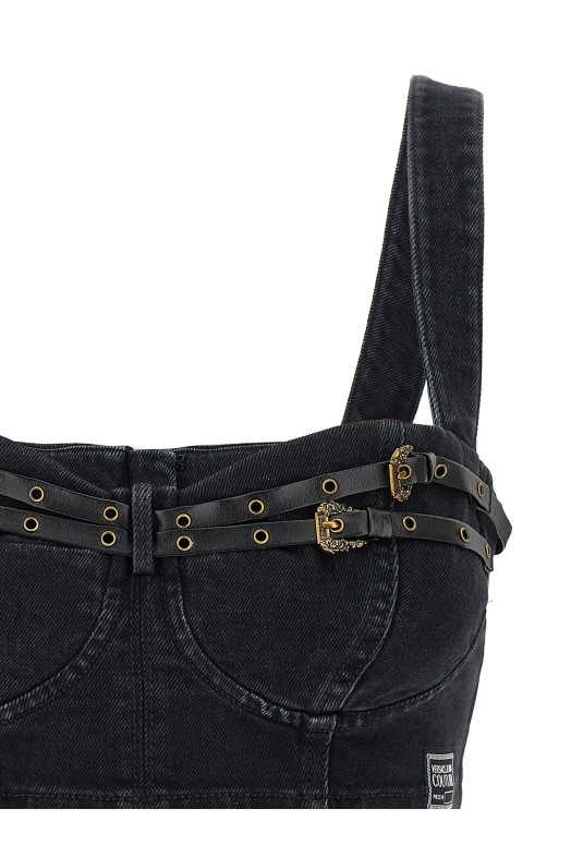 Топ з джинсовими бретелями Чорний VERSACE JEANS COUTURE (77HAM25PDW060SW0909) Топ з джинсовими бретелями Чорний VERSACE JEANS COUTURE (77HAM25PDW060SW0909)