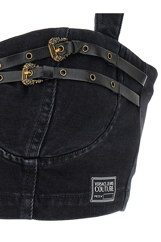 Топ з джинсовими бретелями Чорний VERSACE JEANS COUTURE (77HAM25PDW060SW0909) Топ з джинсовими бретелями Чорний VERSACE JEANS COUTURE (77HAM25PDW060SW0909)