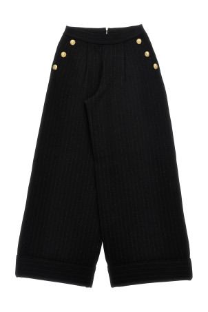 Штани в смужку з люрексу Чорні BALMAIN KIDS (BV6B70Z2501930OR) Штани в смужку з люрексу Чорні BALMAIN KIDS (BV6B70Z2501930OR)