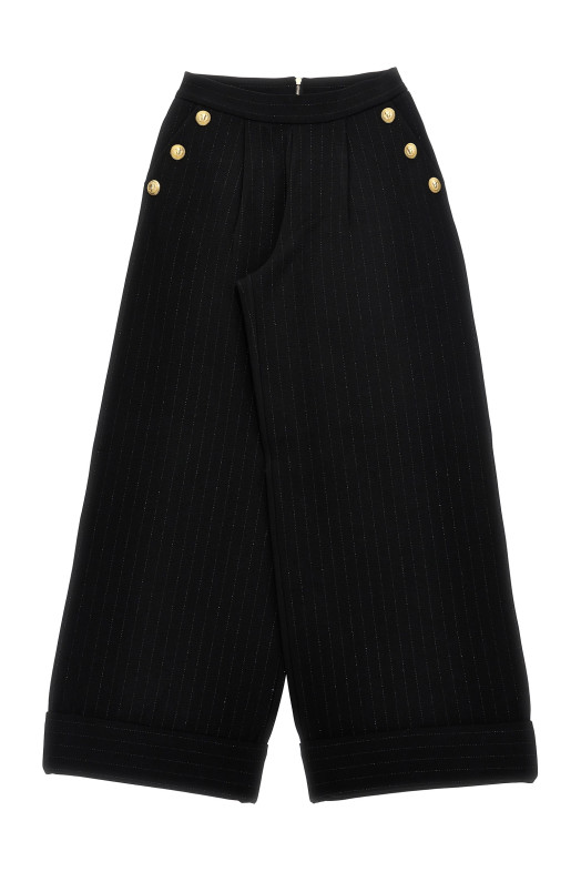Штани в смужку з люрексу Чорні BALMAIN KIDS (BV6B70Z2501930OR)
