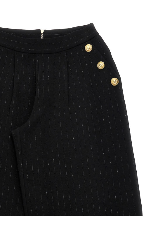 Штани в смужку з люрексу Чорні BALMAIN KIDS (BV6B70Z2501930OR)