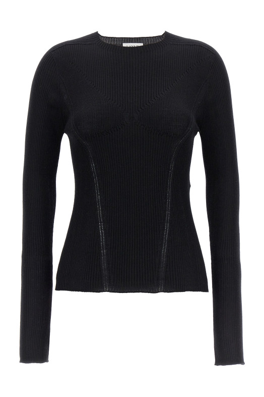 Свитерок с ребристой текстурой Черный LANVIN (RWPO0020K004A2310)