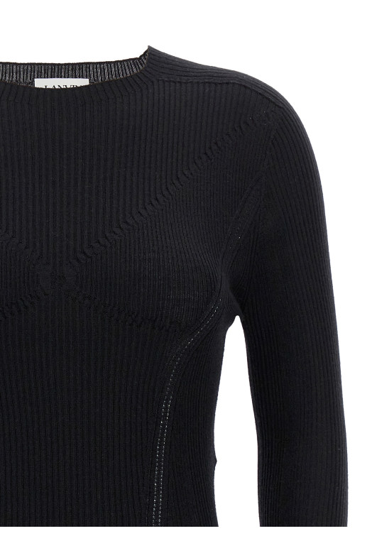 Свитерок с ребристой текстурой Черный LANVIN (RWPO0020K004A2310)