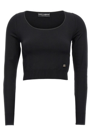 Светр з обрізаним логотипом Чорний DOLCE & GABBANA (FXH35TJAIH7N0000) DOLCE & GABBANA Светр з обрізаним логотипом Чорний DOLCE & GABBANA (FXH35TJAIH7N0000) DOLCE & GABBANA