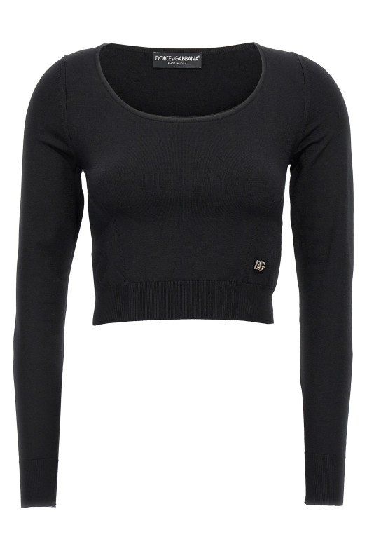 Светр з обрізаним логотипом Чорний DOLCE & GABBANA (FXH35TJAIH7N0000) DOLCE & GABBANA Светр з обрізаним логотипом Чорний DOLCE & GABBANA (FXH35TJAIH7N0000) DOLCE & GABBANA