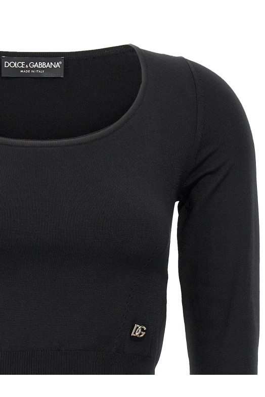 Светр з обрізаним логотипом Чорний DOLCE & GABBANA (FXH35TJAIH7N0000) DOLCE & GABBANA Светр з обрізаним логотипом Чорний DOLCE & GABBANA (FXH35TJAIH7N0000) DOLCE & GABBANA