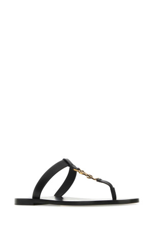 Чорні шкіряні капці-шльопанці Cassandre Чорні SAINT LAURENT (775806DWETT) Чорні шкіряні капці-шльопанці Cassandre Чорні SAINT LAURENT (775806DWETT)