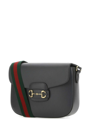 Темно-серая кожаная сумка через плечо Horsebit 1955 GUCCI (70045718YSG) Темно-серая кожаная сумка через плечо Horsebit 1955 GUCCI (70045718YSG)