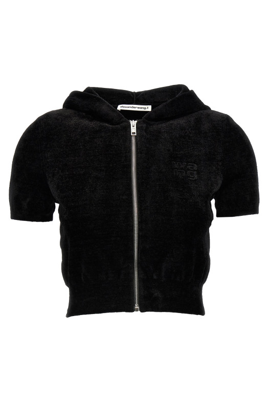 Logo chenille cropped hoodie Black Logo chenille cropped hoodie Black