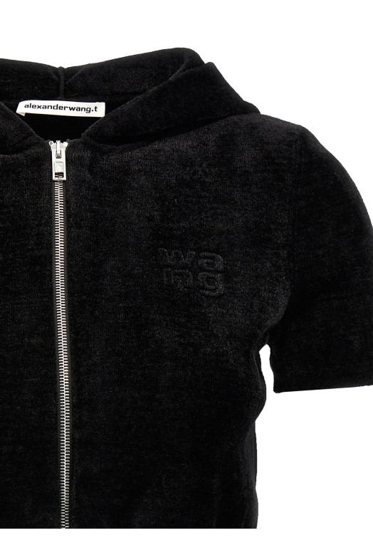 Logo chenille cropped hoodie Black Logo chenille cropped hoodie Black