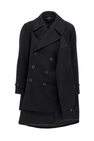 Двобортне пальто з 4 рукавами, чорне COMME DES GARÇONS (GNC0011) Двобортне пальто з 4 рукавами, чорне COMME DES GARÇONS (GNC0011)