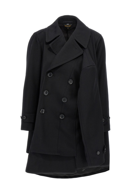 Двобортне пальто з 4 рукавами, чорне COMME DES GARÇONS (GNC0011) Двобортне пальто з 4 рукавами, чорне COMME DES GARÇONS (GNC0011)