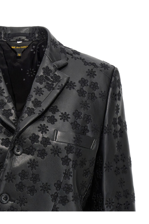 Embroidery single-breasted blazer Black Embroidery single-breasted blazer Black