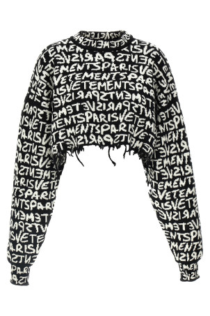 Чорно-сірий укорочений светр Vetements Paris Monogram Чорно-сірий укорочений светр Vetements Paris Monogram