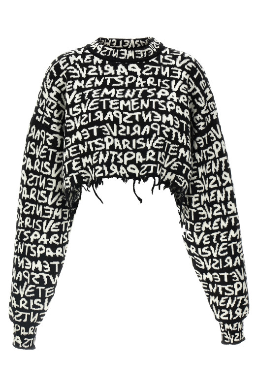 'Vetements Paris Monogram' cropped sweater Black-grey 'Vetements Paris Monogram' cropped sweater Black-grey