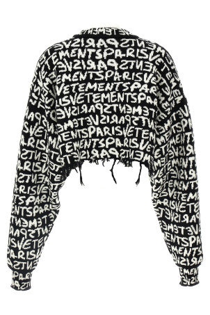 Чорно-сірий укорочений светр Vetements Paris Monogram Чорно-сірий укорочений светр Vetements Paris Monogram
