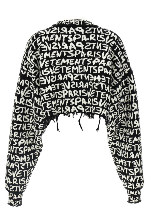'Vetements Paris Monogram' cropped sweater Black-grey 'Vetements Paris Monogram' cropped sweater Black-grey