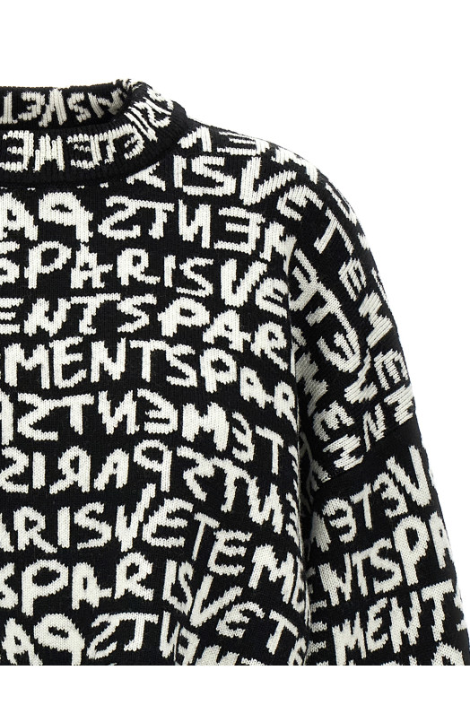 'Vetements Paris Monogram' cropped sweater Black-grey 'Vetements Paris Monogram' cropped sweater Black-grey