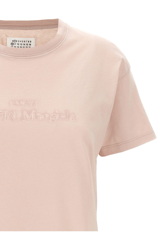 Футболка с вышитым логотипом Розовый MAISON MARGIELA (S51GC0533S20079218)