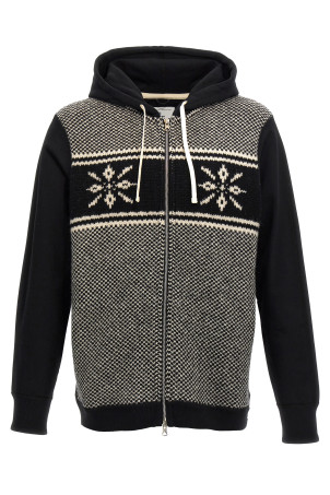 Jacquard insert hoodie Black-grey Jacquard insert hoodie Black-grey