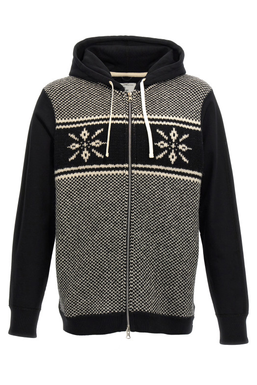 Jacquard insert hoodie Black-grey Jacquard insert hoodie Black-grey