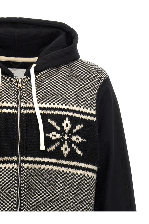 Jacquard insert hoodie Black-grey Jacquard insert hoodie Black-grey