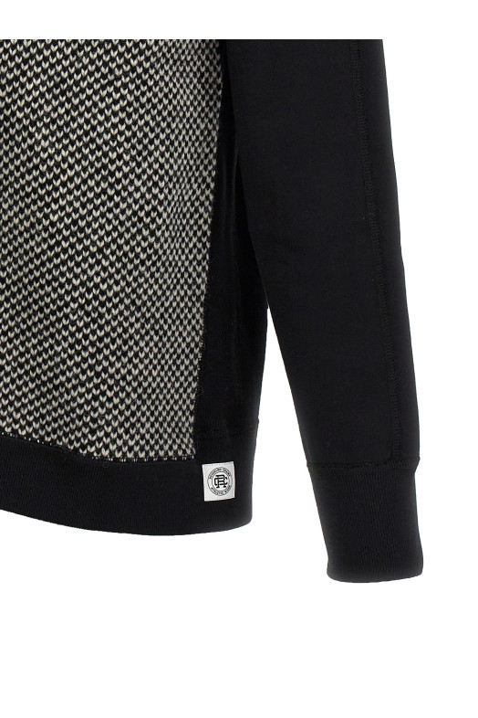 Jacquard insert hoodie Black-grey Jacquard insert hoodie Black-grey
