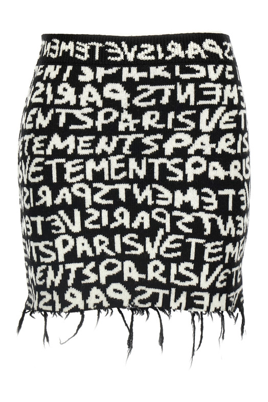 'Vetements Paris Monogram Mini' skirt Black-grey 'Vetements Paris Monogram Mini' skirt Black-grey