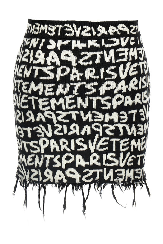 'Vetements Paris Monogram Mini' skirt Black-grey 'Vetements Paris Monogram Mini' skirt Black-grey