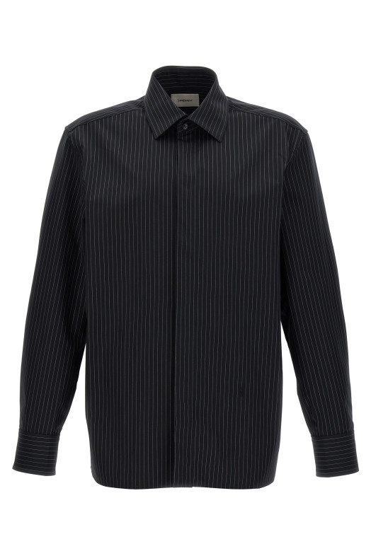 Рубашка в полоску Черно-серая SAINT LAURENT (793321Y1J141095) Рубашка в полоску Черно-серая SAINT LAURENT (793321Y1J141095)