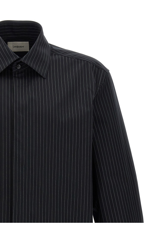 Рубашка в полоску Черно-серая SAINT LAURENT (793321Y1J141095) Рубашка в полоску Черно-серая SAINT LAURENT (793321Y1J141095)