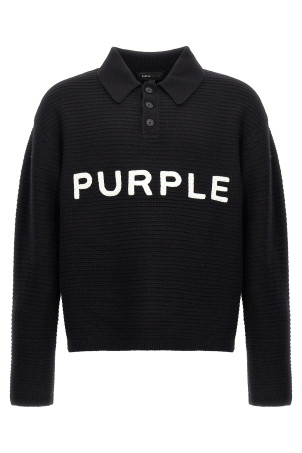Светр з вишивкою логотипу Чорний PURPLE M7033EWBB424BLACK Светр з вишивкою логотипу Чорний PURPLE M7033EWBB424BLACK