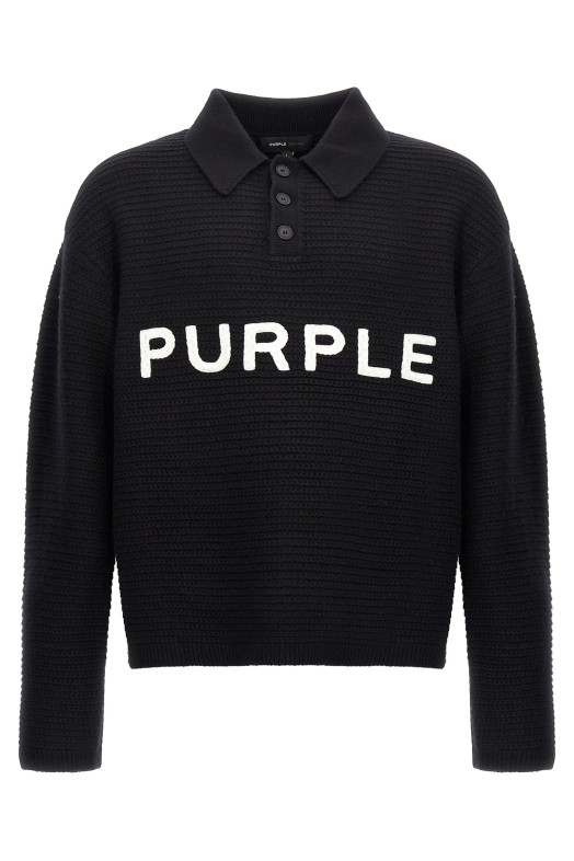 Светр з вишивкою логотипу Чорний PURPLE M7033EWBB424BLACK Светр з вишивкою логотипу Чорний PURPLE M7033EWBB424BLACK