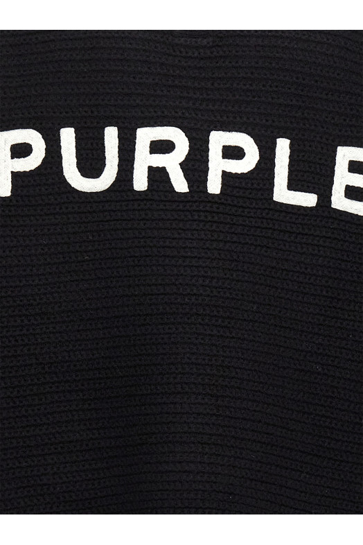 Светр з вишивкою логотипу Чорний PURPLE M7033EWBB424BLACK Светр з вишивкою логотипу Чорний PURPLE M7033EWBB424BLACK